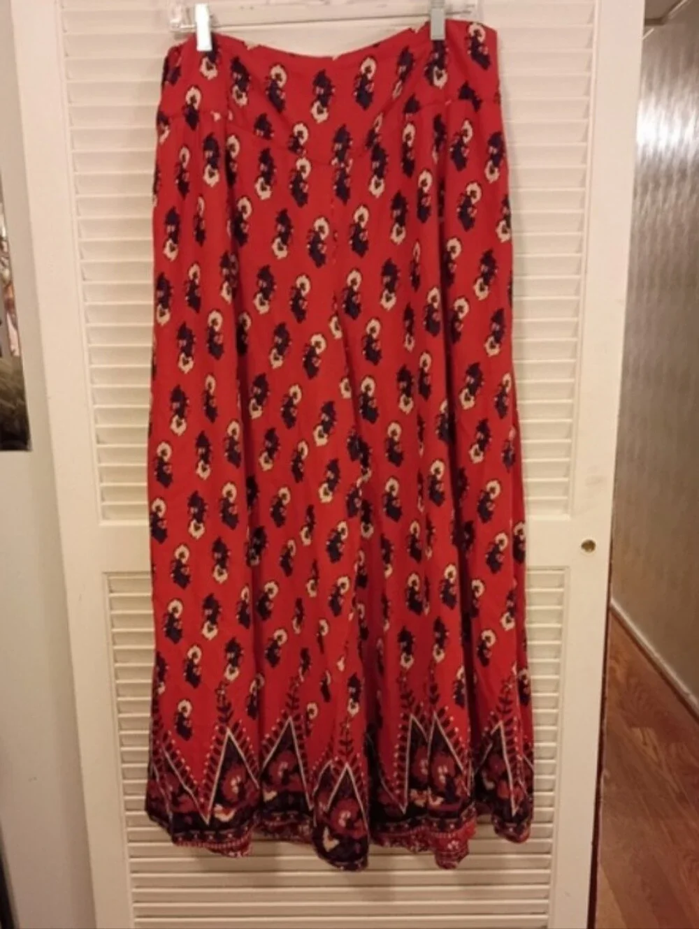 Free People Red Printed Wide-Leg Palazzo Pants